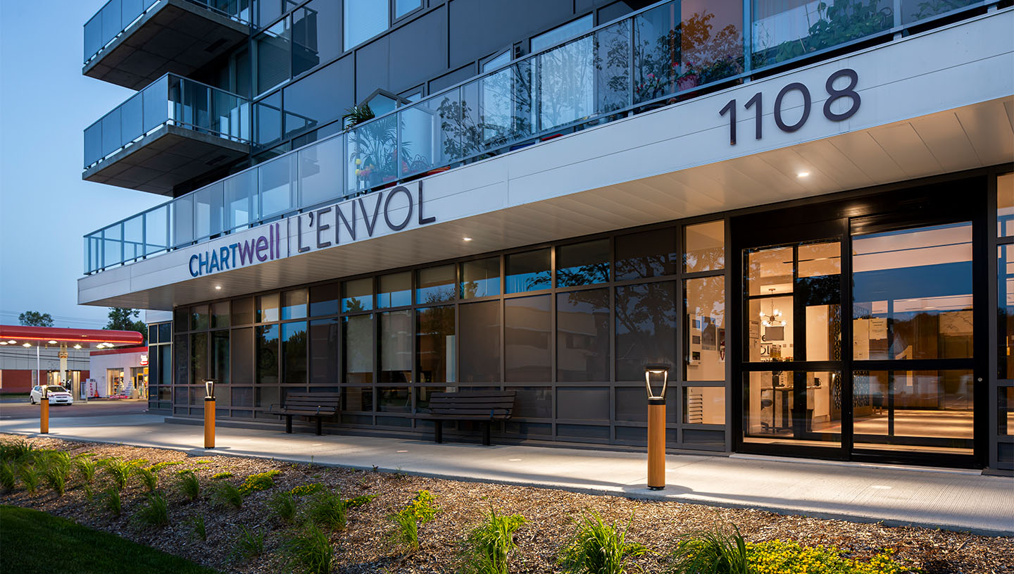 Maya lights exterior of retirement residence